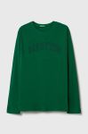 Дитячий бавовняний лонгслів United Colors of Benetton колір зелений з принтом (3390793) Дитячий бавовняний лонгслів United Colors of Benetton колір зелений з принтом (3390793)
