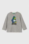 Бавовняний лонгслів United Colors of Benetton колір сірий з принтом Бавовняний лонгслів United Colors of Benetton колір сірий з принтом