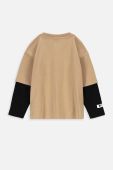 Дитячий бавовняний лонгслів Coccodrillo колір бежевий з принтом (3470397)