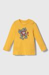 Бавовняний лонгслів для немовлят Guess колір жовтий з принтом Бавовняний лонгслів для немовлят Guess колір жовтий з принтом