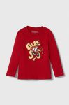 Дитячий бавовняний лонгслів Guess колір червоний візерунок Дитячий бавовняний лонгслів Guess колір червоний візерунок