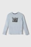 Дитячий бавовняний лонгслів Pepe Jeans з принтом колір блакитний Дитячий бавовняний лонгслів Pepe Jeans з принтом колір блакитний