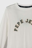 Дитячий бавовняний лонгслів Pepe Jeans колір білий з принтом Дитячий бавовняний лонгслів Pepe Jeans колір білий з принтом