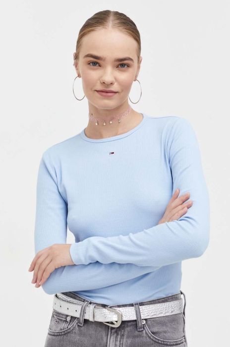 Лонгслів Tommy Jeans жіночий колір блакитний (3376482) Лонгслів Tommy Jeans жіночий колір блакитний (3376482)