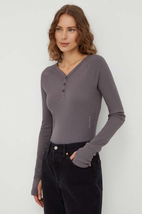 Бавовняний лонгслів G-Star Raw колір сірий (3506796) Бавовняний лонгслів G-Star Raw колір сірий (3506796)