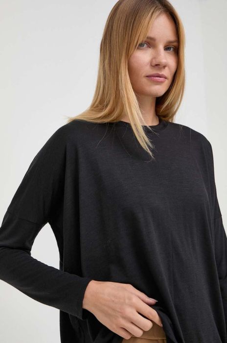 Вовняний лонгслів Max Mara Leisure колір чорний Вовняний лонгслів Max Mara Leisure колір чорний