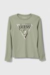 Дитячий бавовняний лонгслів Guess колір зелений (3369283)