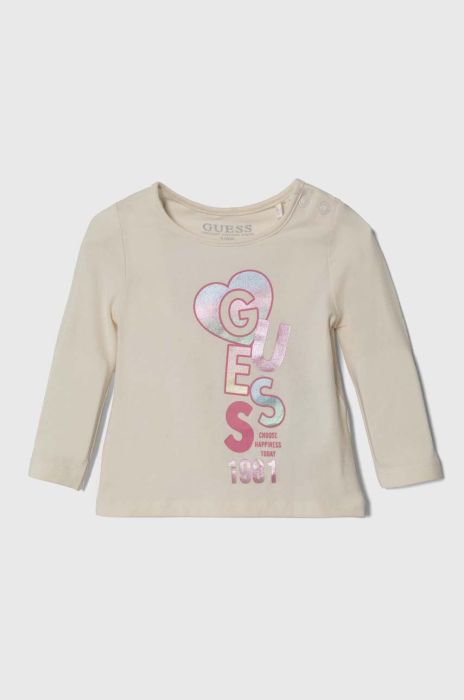 Лонгслів для немовлят Guess колір бежевий