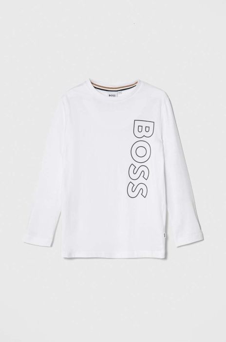Дитячий лонгслів BOSS колір білий з принтом (3541199) Дитячий лонгслів BOSS колір білий з принтом (3541199)