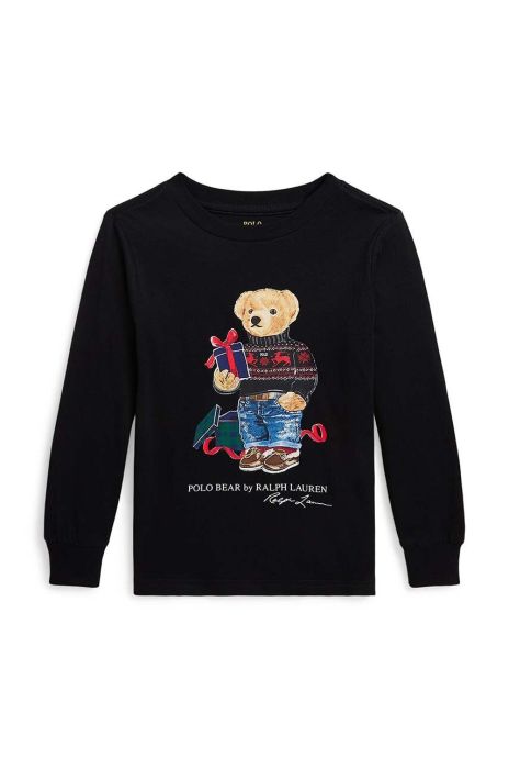Дитяча бавовняна кофта Polo Ralph Lauren колір чорний з принтом