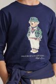 Дитячий бавовняний лонгслів Polo Ralph Lauren колір синій з аплікацією