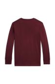 Дитячий бавовняний лонгслів Polo Ralph Lauren колір бордовий з принтом (3485615)