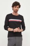 Бавовняний лонгслів Tommy Hilfiger колір чорний з принтом (3299170)
