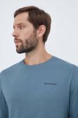 Бавовняний лонгслів Columbia однотонний колір блакитний