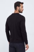 Бавовняний лонгслів EA7 Emporio Armani колір чорний однотонний