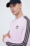 Бавовняний лонгслів adidas Originals колір рожевий з аплікацією