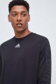 Бавовняний лонгслів adidas колір чорний однотонний