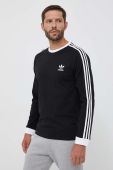 Бавовняний лонгслів adidas Originals 3-Stripes Long Sleeve Tee колір чорний з аплікацією IA4877-BLACK Бавовняний лонгслів adidas Originals 3-Stripes Long Sleeve Tee колір чорний з аплікацією IA4877-BLACK