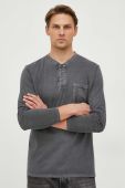 Бавовняний лонгслів Pepe Jeans Kingston колір сірий однотонний