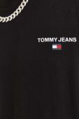 Бавовняний лонгслів Tommy Jeans колір чорний однотонний (3559514)