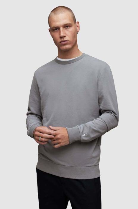 Бавовняний лонгслів AllSaints HASTE колір сірий однотонний Бавовняний лонгслів AllSaints HASTE колір сірий однотонний