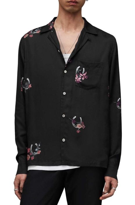 Сорочка AllSaints Goodluck чоловічі колір чорний relaxed Сорочка AllSaints Goodluck чоловічі колір чорний relaxed