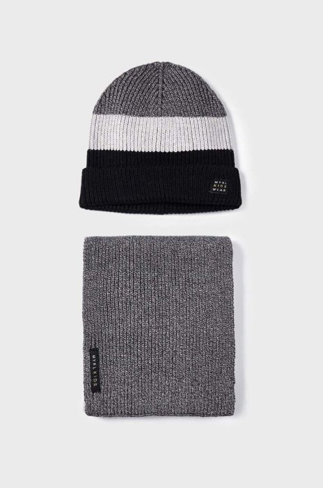 Дитяча шапка і шарф Mayoral колір чорний (3428651) Дитяча шапка і шарф Mayoral колір чорний (3428651)