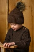 Дитяча шапка з домішкою вовни Jamiks COLD II колір коричневий Дитяча шапка з домішкою вовни Jamiks COLD II колір коричневий