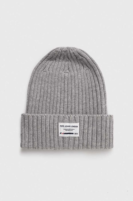 Дитяча шапка з домішкою вовни Pepe Jeans колір сірий Дитяча шапка з домішкою вовни Pepe Jeans колір сірий