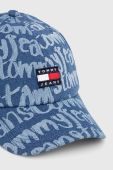 Бавовняна бейсболка Tommy Jeans візерунок колір блакитний Бавовняна бейсболка Tommy Jeans візерунок колір блакитний