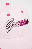 Бавовняна бейсболка Guess колір рожевий з аплікацією (3296586)