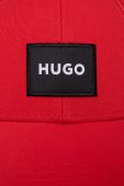 Бавовняна бейсболка HUGO колір червоний з аплікацією