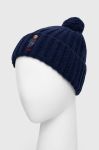 Вовняна шапка Polo Ralph Lauren колір синій з товстого трикотажу вовна Вовняна шапка Polo Ralph Lauren колір синій з товстого трикотажу вовна