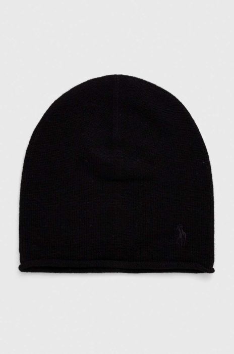 Вовняна шапка Polo Ralph Lauren колір чорний з тонкого трикотажу вовна (3419480)