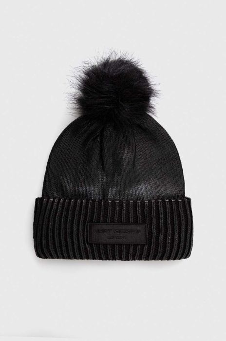 Шапка Kurt Geiger London колір чорний з тонкого трикотажу Шапка Kurt Geiger London колір чорний з тонкого трикотажу