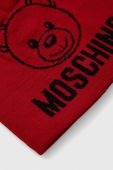 Вовняна шапка Moschino колір червоний з товстого трикотажу вовна