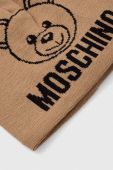 Вовняна шапка Moschino колір бежевий з товстого трикотажу вовна