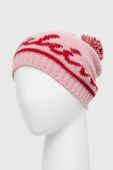 Вовняна шапка Moschino колір рожевий вовна (3403564)