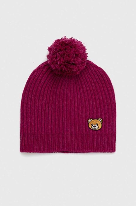 Вовняна шапка Moschino колір фіолетовий з тонкого трикотажу вовна (3597554) Вовняна шапка Moschino колір фіолетовий з тонкого трикотажу вовна (3597554)