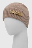 Вовняна шапка Moschino колір бежевий вовна (3403567)