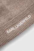 Кепка з домішкою вовни Karl Lagerfeld колір бежевий з тонкого трикотажу