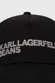 Бавовняна бейсболка Karl Lagerfeld Jeans колір чорний з аплікацією (3347135) Бавовняна бейсболка Karl Lagerfeld Jeans колір чорний з аплікацією (3347135)