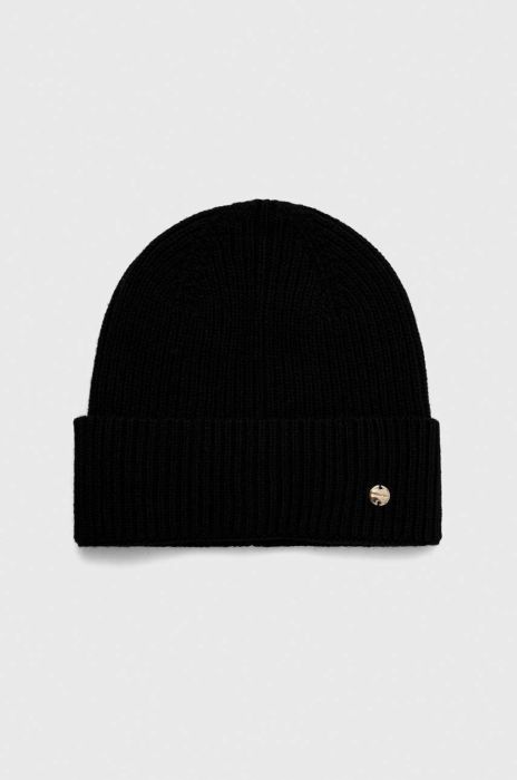 Шапка з домішкою вовни Coccinelle колір чорний