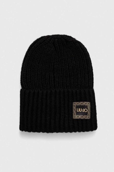 Шапка з домішкою вовни Liu Jo колір чорний з товстого трикотажу