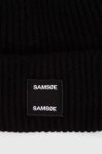 Вовняна шапка Samsoe Samsoe колір чорний з товстого трикотажу вовна (3511638)