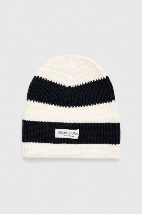 Бавовняна шапка Marc O'Polo колір синій з товстого трикотажу з бавовни Бавовняна шапка Marc O'Polo колір синій з товстого трикотажу з бавовни