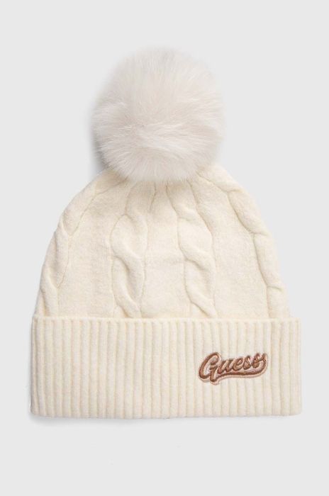 Шапка Guess колір бежевий з тонкого трикотажу (3503807)