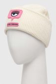 Вовняна шапка Chiara Ferragni колір бежевий вовна (3394010) Вовняна шапка Chiara Ferragni колір бежевий вовна (3394010)
