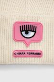 Вовняна шапка Chiara Ferragni колір бежевий вовна (3394010) Вовняна шапка Chiara Ferragni колір бежевий вовна (3394010)
