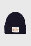 Шапка з домішкою вовни Max Mara Leisure колір синій з товстого трикотажу Шапка з домішкою вовни Max Mara Leisure колір синій з товстого трикотажу